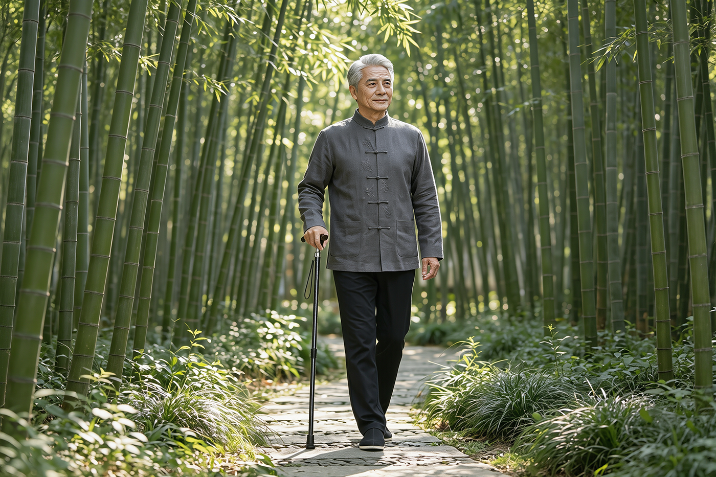 漫游公园竹林之间，享受惬意慢时光